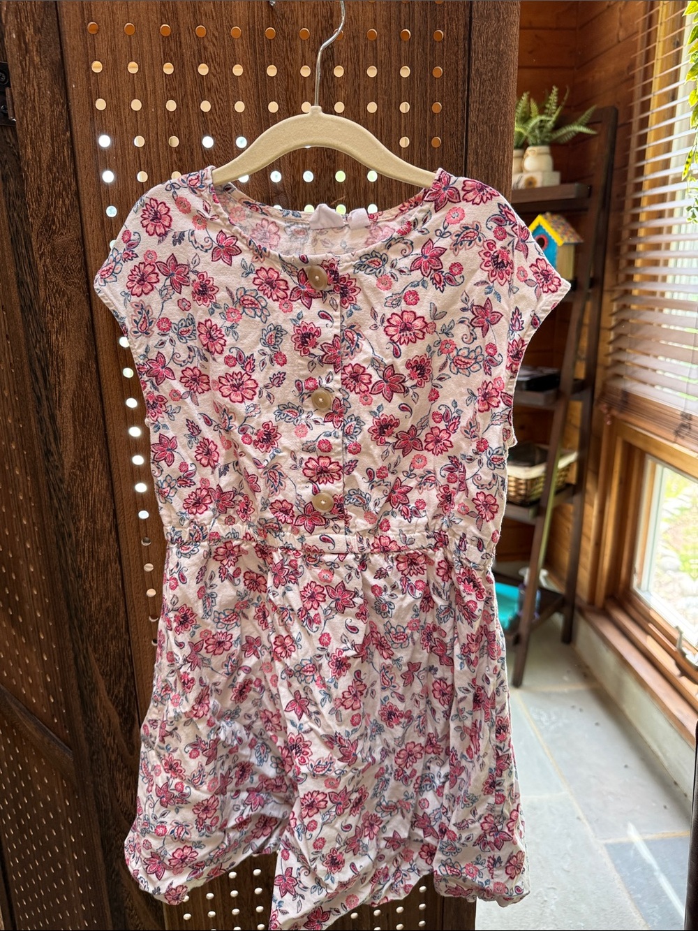 GAP Pink Floral Button-Front Casual Dress